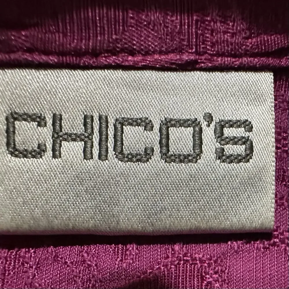 Chico's‎ Textured Magenta Rose Swirl Jacket Shirt Button Up Sz Small